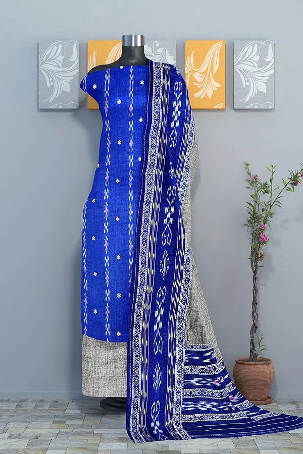 Multicolor_Pure_Cotton_Sambalpuri_Handloom_Dress_Material_With_Dupatta_Bottom_Wear_3_Piece_Set