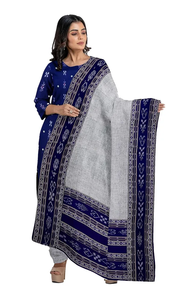 Multicolor_Pure_Cotton_Sambalpuri_Handloom_Dress_Material_With_Dupatta_Bottom_Wear_3_Piece_Set