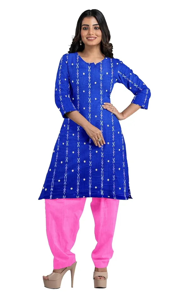 Multicolor_Pure_Cotton_Sambalpuri_Handloom_Dress_Material_With_Dupatta_Bottom_Wear_3_Piece_Set