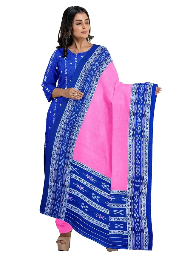 Multicolor_Pure_Cotton_Sambalpuri_Handloom_Dress_Material_With_Dupatta_Bottom_Wear_3_Piece_Set