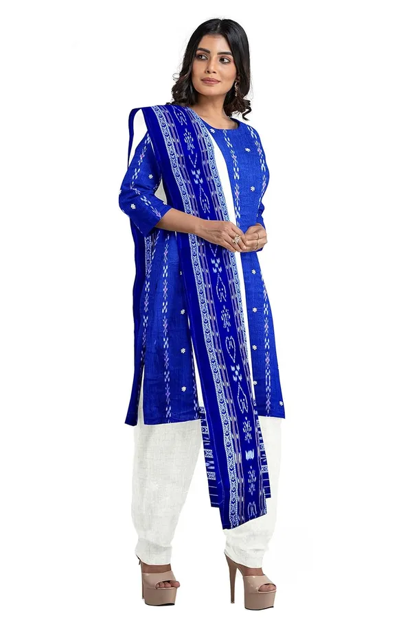 Multicolor_Pure_Cotton_Sambalpuri_Handloom_Dress_Material_With_Dupatta_Bottom_Wear_3_Piece_Set