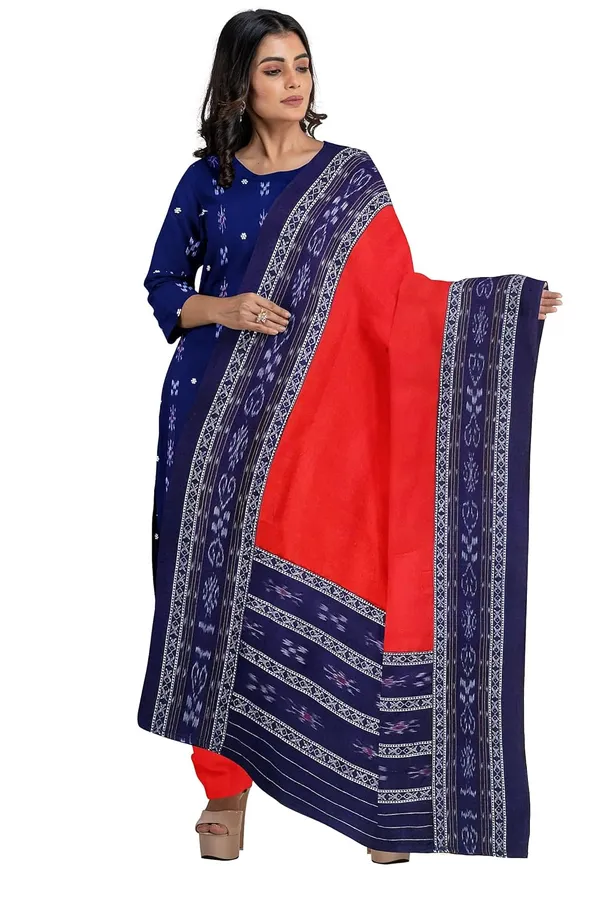 Multicolor_Pure_Cotton_Sambalpuri_Handloom_Dress_Material_With_Dupatta_Bottom_Wear_3_Piece_Set