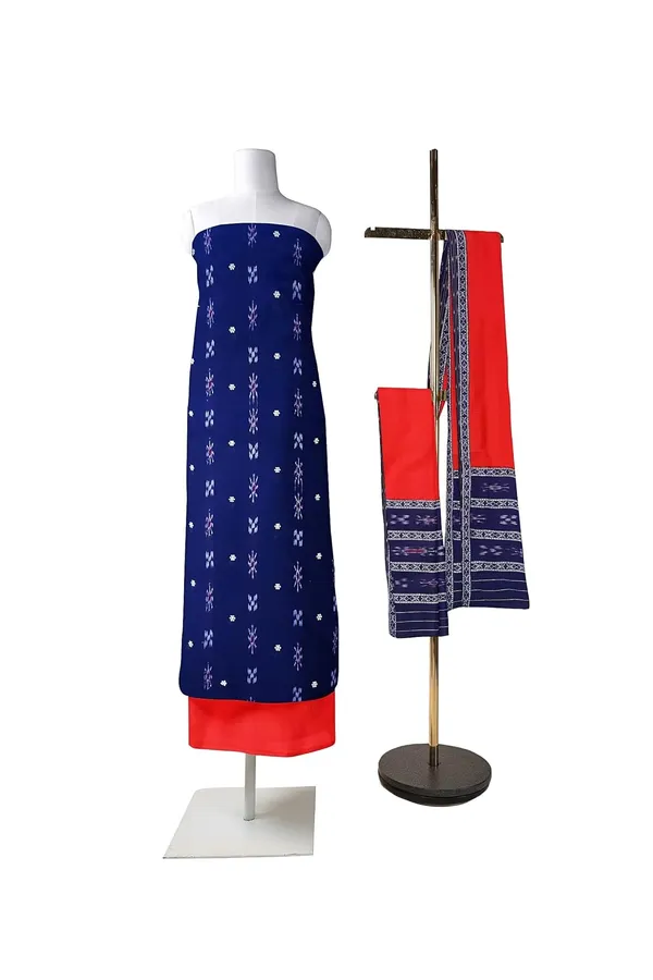 Multicolor_Pure_Cotton_Sambalpuri_Handloom_Dress_Material_With_Dupatta_Bottom_Wear_3_Piece_Set