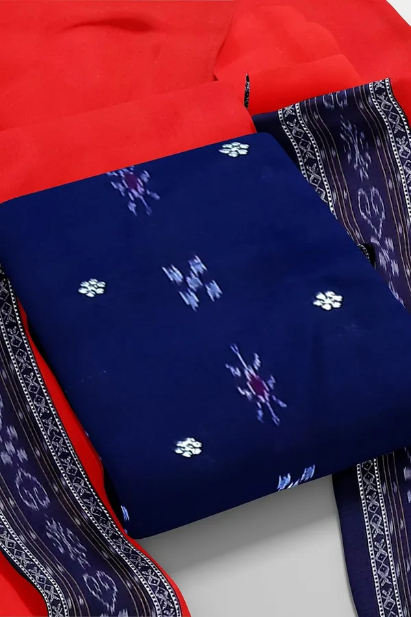 Multicolor_Pure_Cotton_Sambalpuri_Handloom_Dress_Material_With_Dupatta_Bottom_Wear_3_Piece_Set
