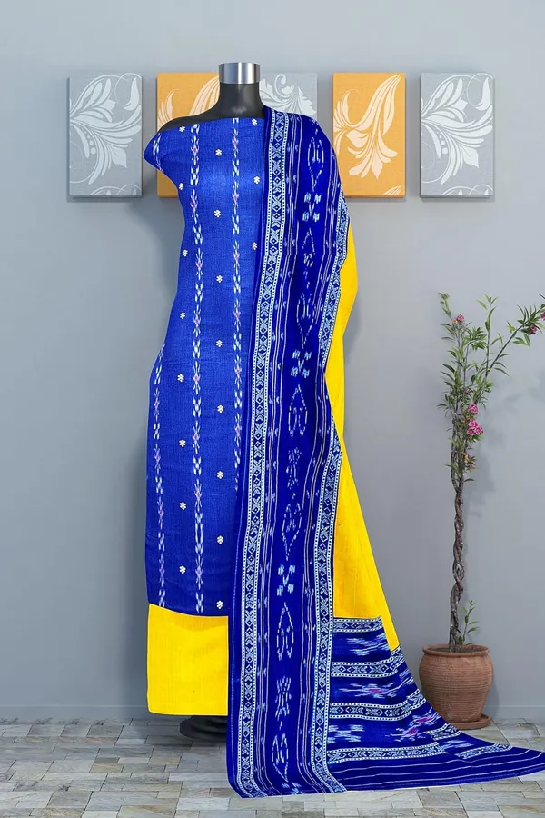Multicolor_Pure_Cotton_Sambalpuri_Handloom_Dress_Material_With_Dupatta_Bottom_Wear_3_Piece_Set
