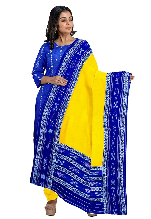 Multicolor_Pure_Cotton_Sambalpuri_Handloom_Dress_Material_With_Dupatta_Bottom_Wear_3_Piece_Set