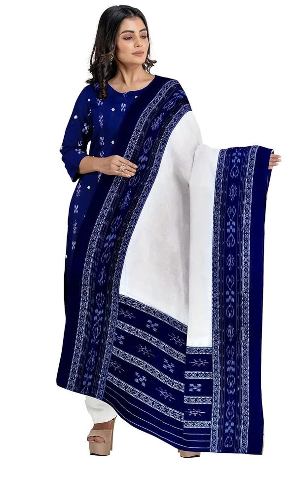 Multicolor_Pure_Cotton_Sambalpuri_Handloom_Dress_Material_With_Dupatta_Bottom_Wear_3_Piece_Set