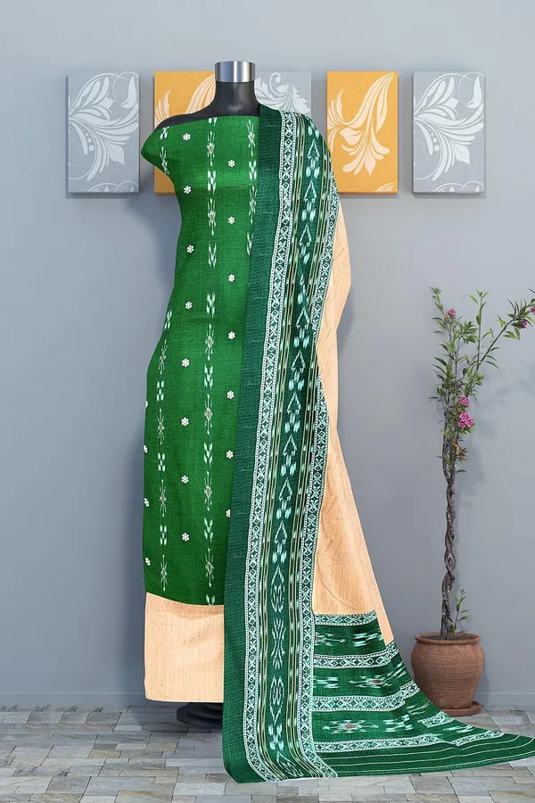 Multicolor_Pure_Cotton_Sambalpuri_Handloom_Dress_Material_With_Dupatta_Bottom_Wear_3_Piece_Set