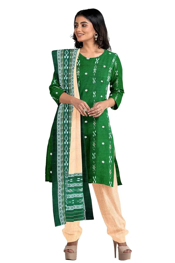 Multicolor_Pure_Cotton_Sambalpuri_Handloom_Dress_Material_With_Dupatta_Bottom_Wear_3_Piece_Set