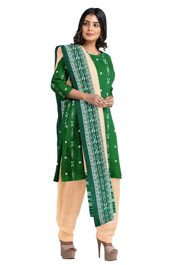 Multicolor_Pure_Cotton_Sambalpuri_Handloom_Dress_Material_With_Dupatta_Bottom_Wear_3_Piece_Set