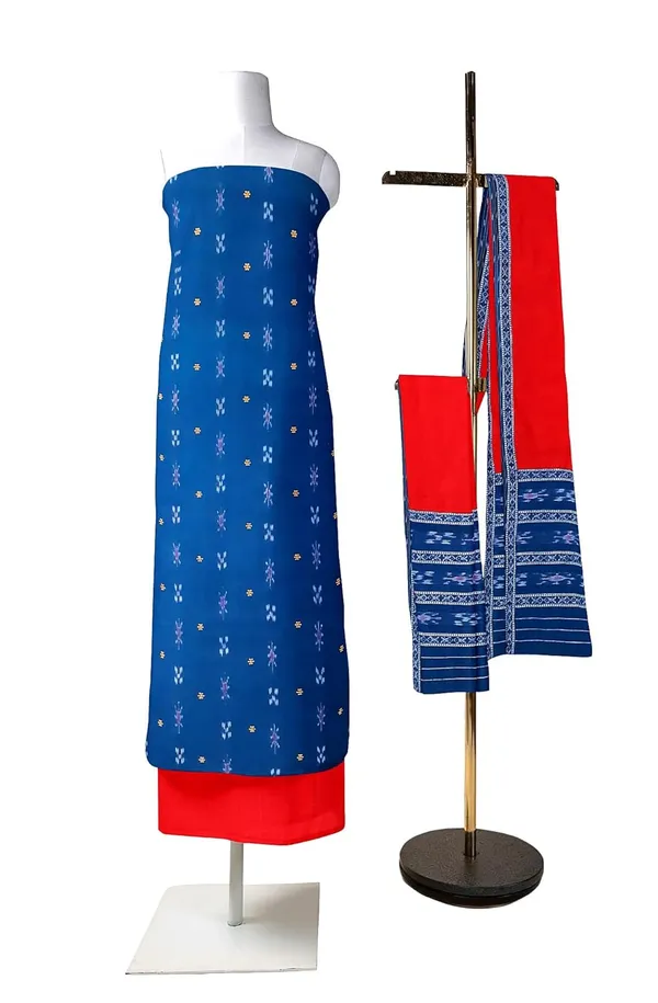 Multicolor_Pure_Cotton_Sambalpuri_Handloom_Dress_Material_With_Dupatta_Bottom_Wear_3_Piece_Set