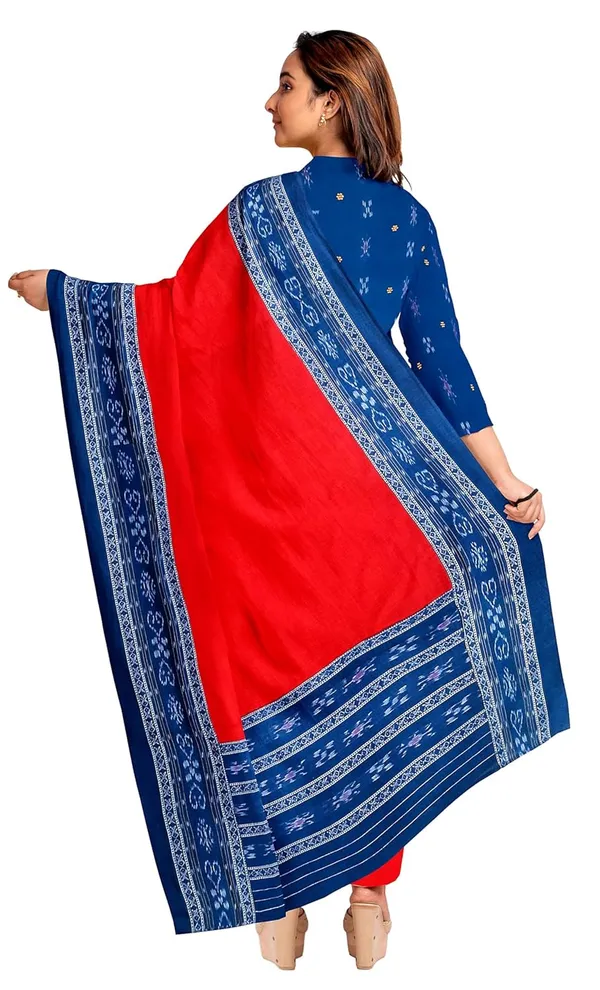 Multicolor_Pure_Cotton_Sambalpuri_Handloom_Dress_Material_With_Dupatta_Bottom_Wear_3_Piece_Set
