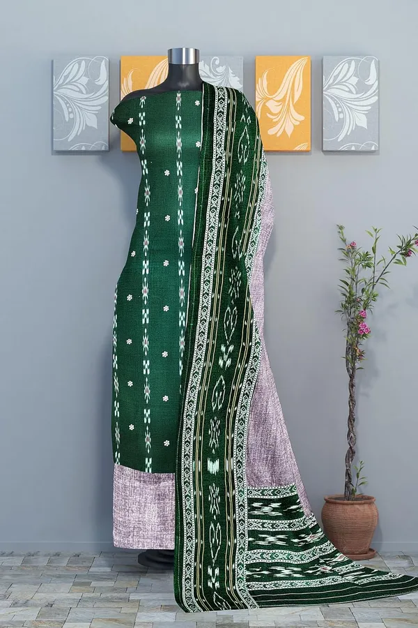 Multicolor_Pure_Cotton_Sambalpuri_Handloom_Dress_Material_With_Dupatta_Bottom_Wear_3_Piece_Set