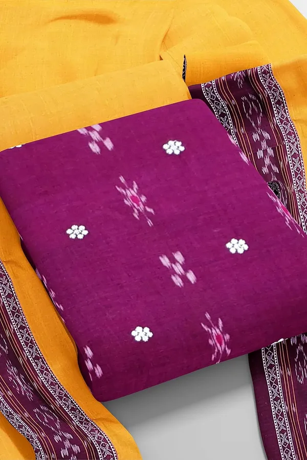 Multicolor_Pure_Cotton_Sambalpuri_Handloom_Dress_Material_With_Dupatta_Bottom_Wear_3_Piece_Set