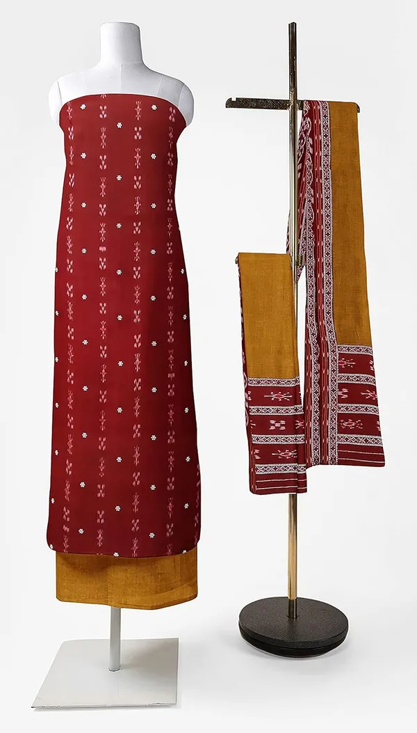 Multicolor_Pure_Cotton_Sambalpuri_Handloom_Dress_Material_With_Dupatta_Bottom_Wear_3_Piece_Set