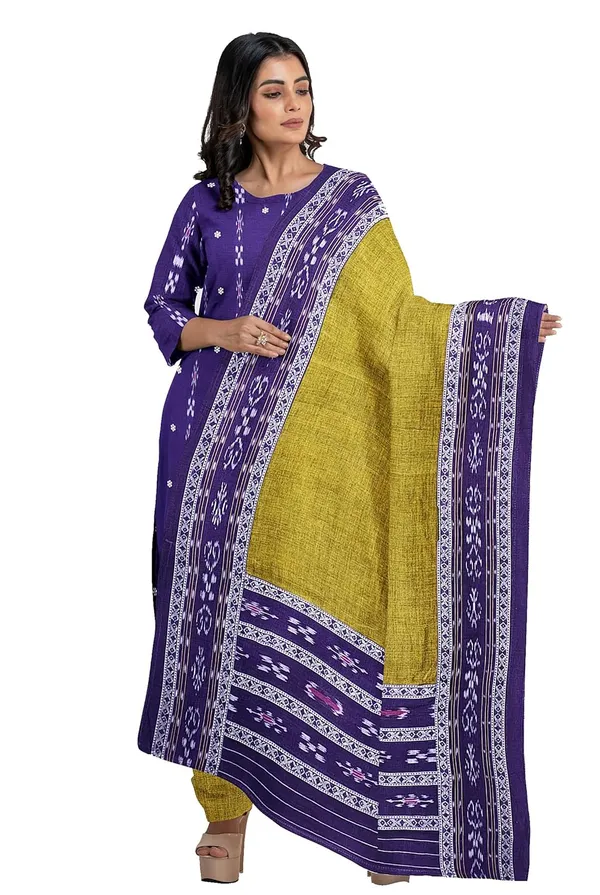 Multicolor_Pure_Cotton_Sambalpuri_Handloom_Dress_Material_With_Dupatta_Bottom_Wear_3_Piece_Set