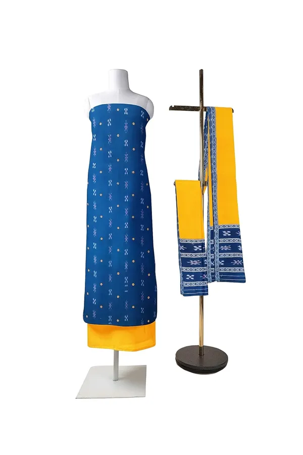 Multicolor_Pure_Cotton_Sambalpuri_Handloom_Dress_Material_With_Dupatta_Bottom_Wear_3_Piece_Set