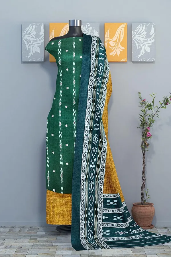 Multicolor_Pure_Cotton_Sambalpuri_Handloom_Dress_Material_With_Dupatta_Bottom_Wear_3_Piece_Set
