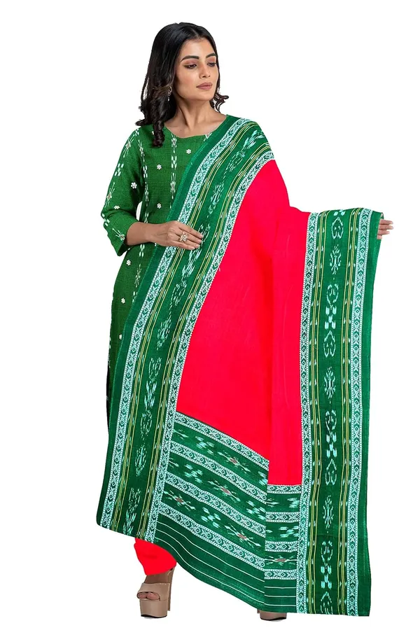 Multicolor_Pure_Cotton_Sambalpuri_Handloom_Dress_Material_With_Dupatta_Bottom_Wear_3_Piece_Set