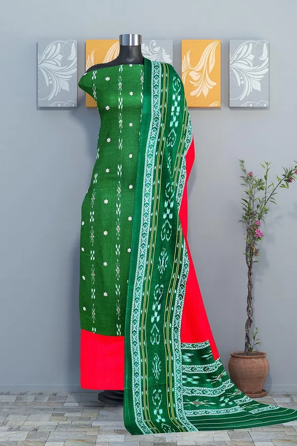 Multicolor_Pure_Cotton_Sambalpuri_Handloom_Dress_Material_With_Dupatta_Bottom_Wear_3_Piece_Set