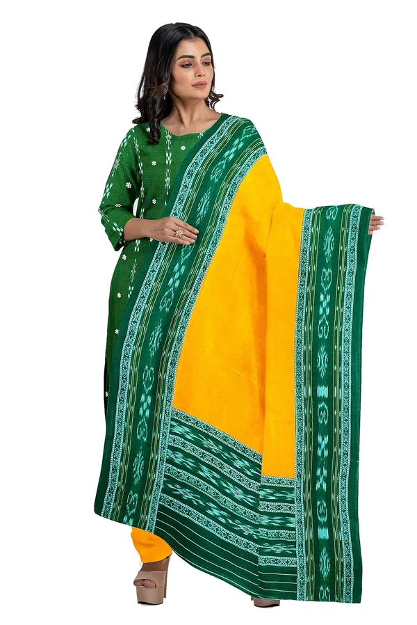 Multicolor_Pure_Cotton_Sambalpuri_Handloom_Dress_Material_With_Dupatta_Bottom_Wear_3_Piece_Set