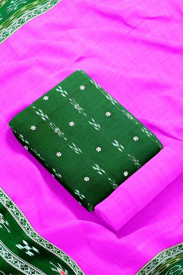 Multicolor_Pure_Cotton_Sambalpuri_Handloom_Dress_Material_With_Dupatta_Bottom_Wear_3_Piece_Set