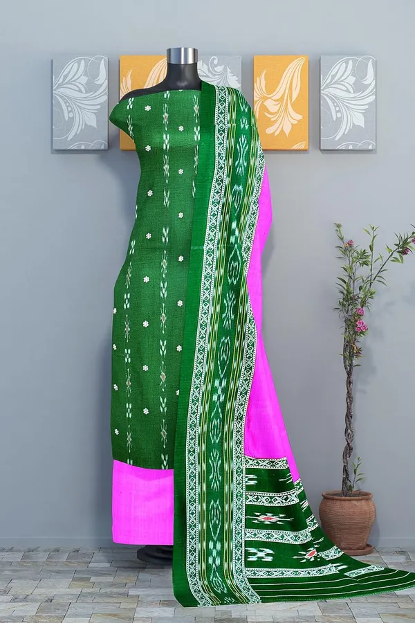 Multicolor_Pure_Cotton_Sambalpuri_Handloom_Dress_Material_With_Dupatta_Bottom_Wear_3_Piece_Set