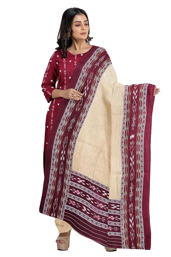 Multicolor_Pure_Cotton_Sambalpuri_Handloom_Dress_Material_With_Dupatta_Bottom_Wear_3_Piece_Set