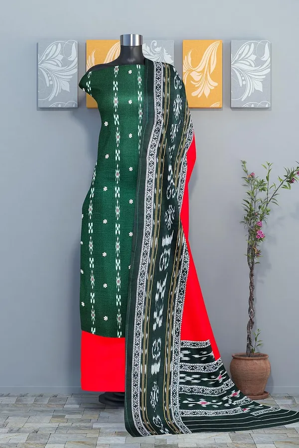 Multicolor_Pure_Cotton_Sambalpuri_Handloom_Dress_Material_With_Dupatta_Bottom_Wear_3_Piece_Set