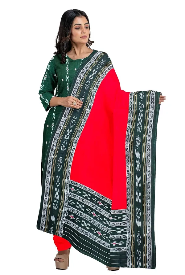 Multicolor_Pure_Cotton_Sambalpuri_Handloom_Dress_Material_With_Dupatta_Bottom_Wear_3_Piece_Set