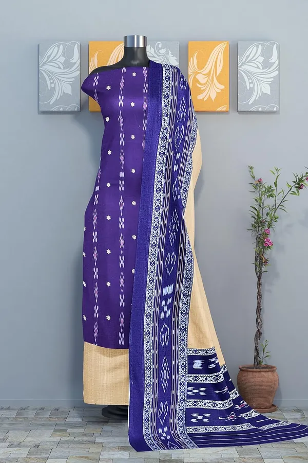 Multicolor_Pure_Cotton_Sambalpuri_Handloom_Dress_Material_With_Dupatta_Bottom_Wear_3_Piece_Set