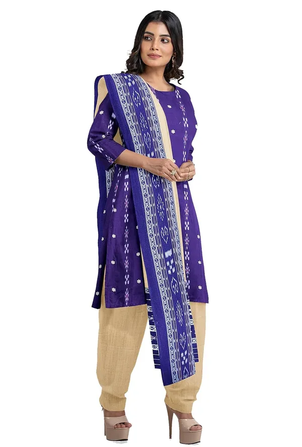 Multicolor_Pure_Cotton_Sambalpuri_Handloom_Dress_Material_With_Dupatta_Bottom_Wear_3_Piece_Set