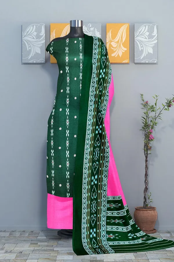 Multicolor_Pure_Cotton_Sambalpuri_Handloom_Dress_Material_With_Dupatta_Bottom_Wear_3_Piece_Set