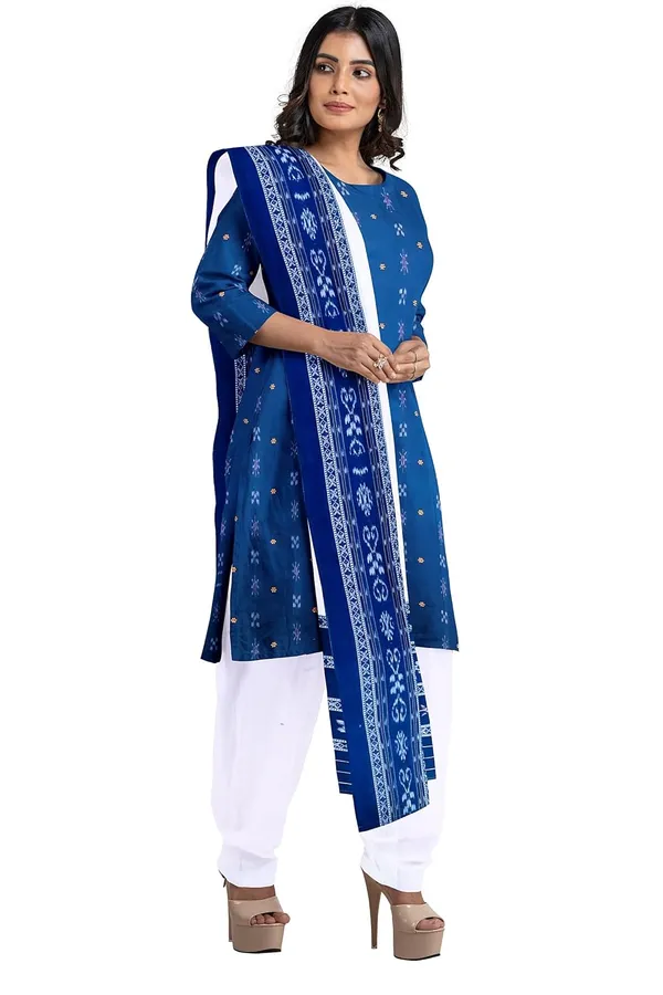 Multicolor_Pure_Cotton_Sambalpuri_Handloom_Dress_Material_With_Dupatta_Bottom_Wear_3_Piece_Set