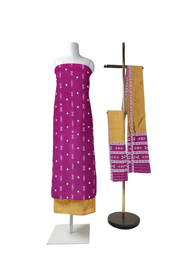 Multicolor_Pure_Cotton_Sambalpuri_Handloom_Dress_Material_With_Dupatta_Bottom_Wear_3_Piece_Set