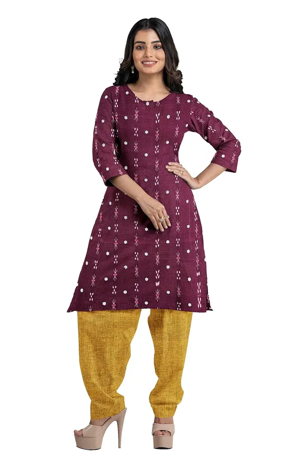 Multicolor_Pure_Cotton_Sambalpuri_Handloom_Dress_Material_With_Dupatta_Bottom_Wear_3_Piece_Set