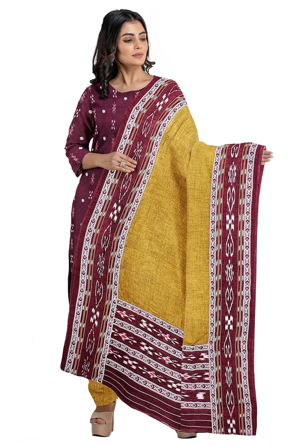 Multicolor_Pure_Cotton_Sambalpuri_Handloom_Dress_Material_With_Dupatta_Bottom_Wear_3_Piece_Set