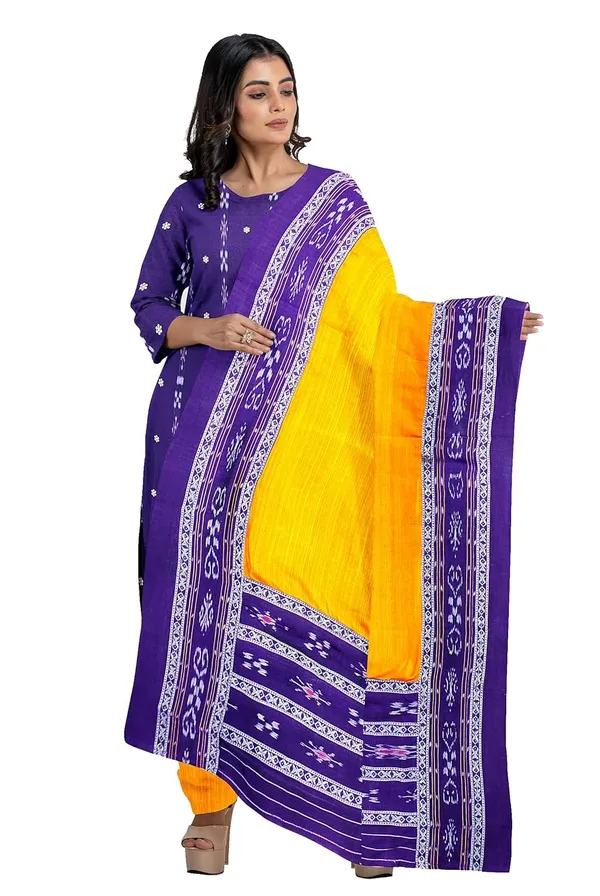 Multicolor_Pure_Cotton_Sambalpuri_Handloom_Dress_Material_With_Dupatta_Bottom_Wear_3_Piece_Set
