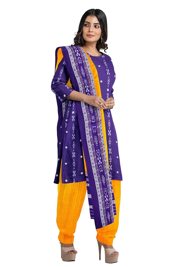 Multicolor_Pure_Cotton_Sambalpuri_Handloom_Dress_Material_With_Dupatta_Bottom_Wear_3_Piece_Set