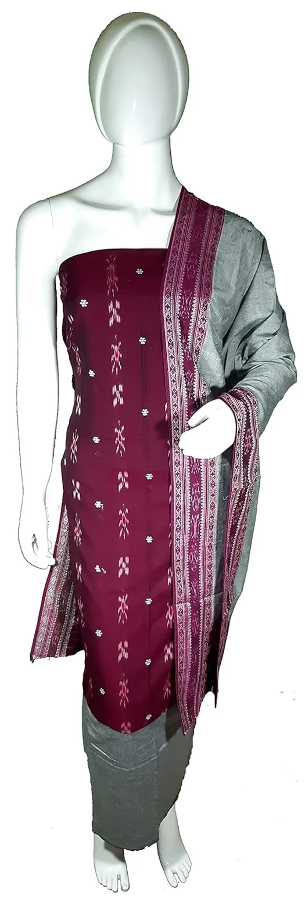 Multicolor_Pure_Cotton_Sambalpuri_Handloom_Dress_Material_With_Dupatta_Bottom_Wear_3_Piece_Set