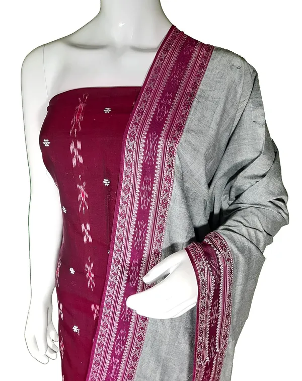 Multicolor_Pure_Cotton_Sambalpuri_Handloom_Dress_Material_With_Dupatta_Bottom_Wear_3_Piece_Set