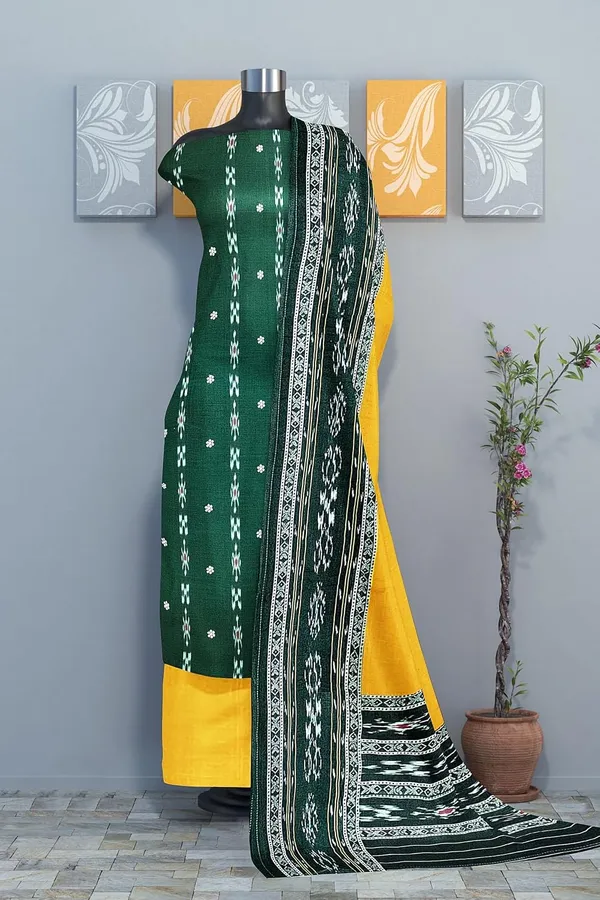 Multicolor_Pure_Cotton_Sambalpuri_Handloom_Dress_Material_With_Dupatta_Bottom_Wear_3_Piece_Set
