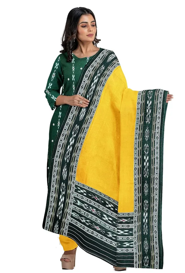 Multicolor_Pure_Cotton_Sambalpuri_Handloom_Dress_Material_With_Dupatta_Bottom_Wear_3_Piece_Set