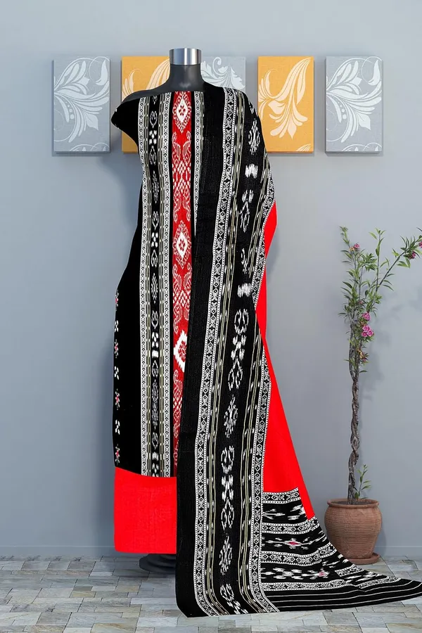 Multicolor_Pure_Cotton_Sambalpuri_Handloom_Dress_Material_With_Dupatta_Bottom_Wear_3_Piece_Set