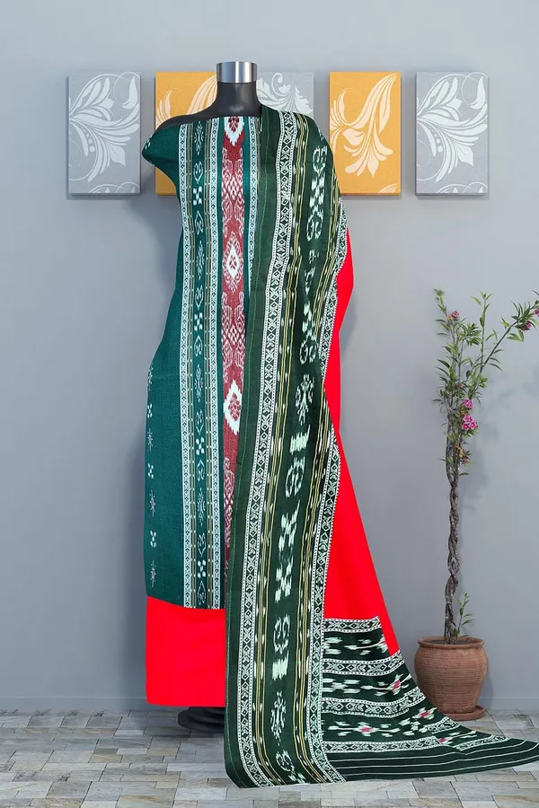 Multicolor_Pure_Cotton_Sambalpuri_Handloom_Dress_Material_With_Dupatta_Bottom_Wear_3_Piece_Set