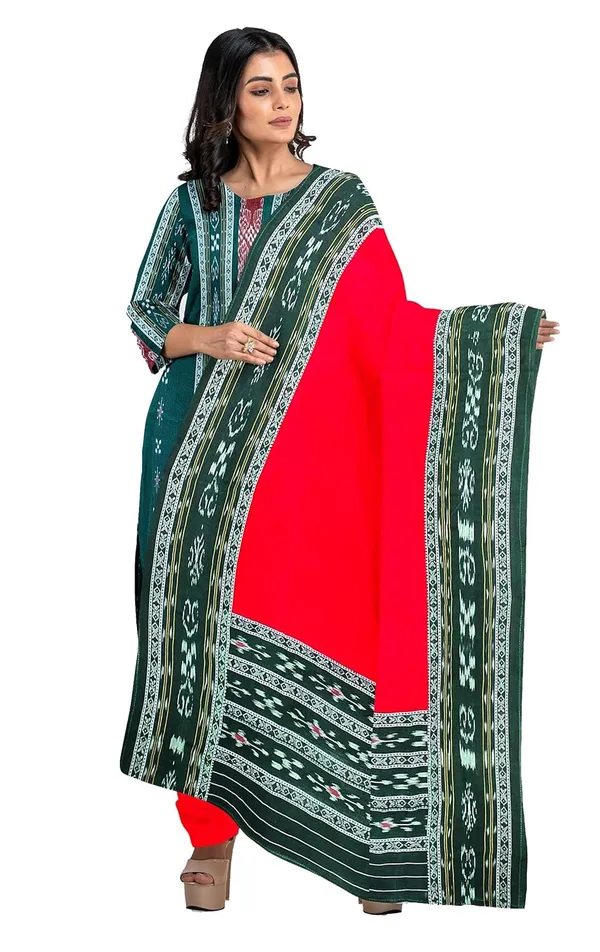 Multicolor_Pure_Cotton_Sambalpuri_Handloom_Dress_Material_With_Dupatta_Bottom_Wear_3_Piece_Set