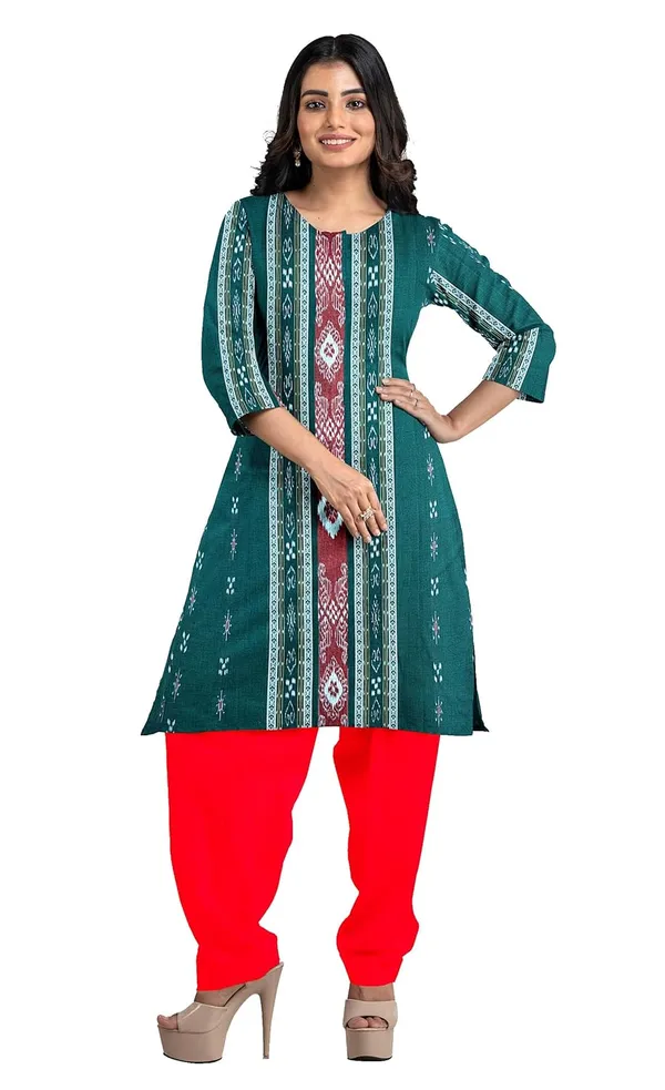 Multicolor_Pure_Cotton_Sambalpuri_Handloom_Dress_Material_With_Dupatta_Bottom_Wear_3_Piece_Set
