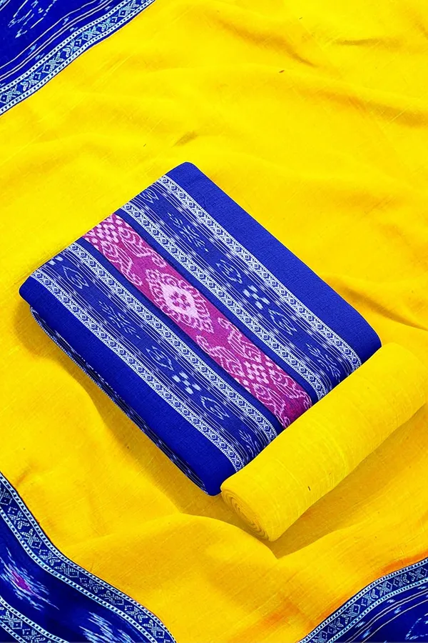 Multicolor_Pure_Cotton_Sambalpuri_Handloom_Dress_Material_With_Dupatta_Bottom_Wear_3_Piece_Set