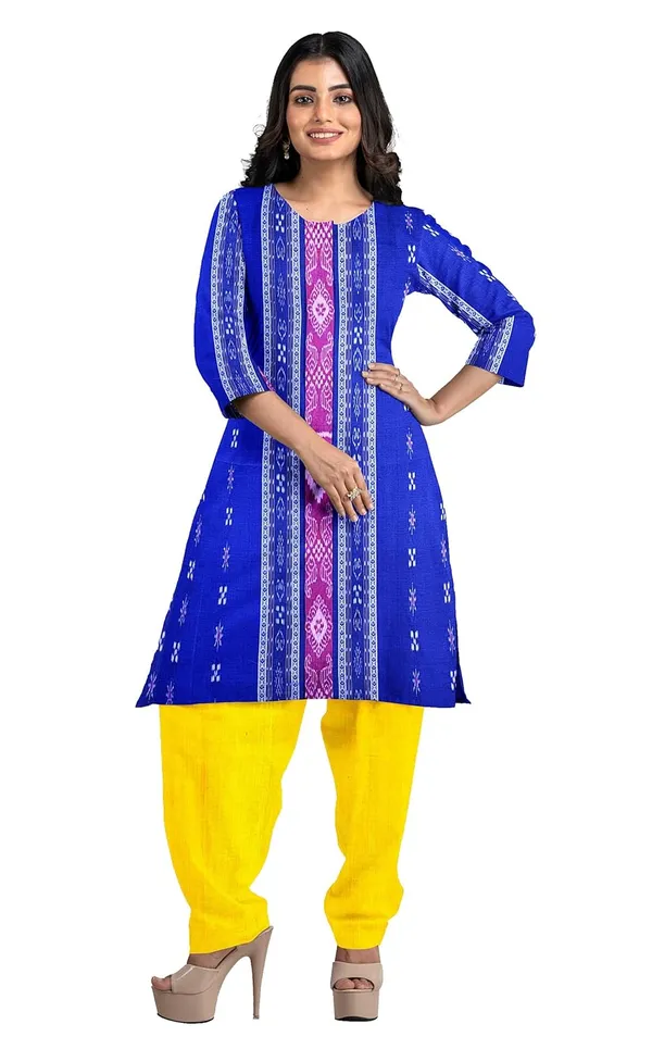 Multicolor_Pure_Cotton_Sambalpuri_Handloom_Dress_Material_With_Dupatta_Bottom_Wear_3_Piece_Set
