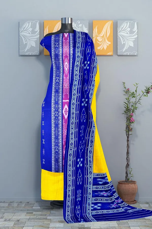 Multicolor_Pure_Cotton_Sambalpuri_Handloom_Dress_Material_With_Dupatta_Bottom_Wear_3_Piece_Set